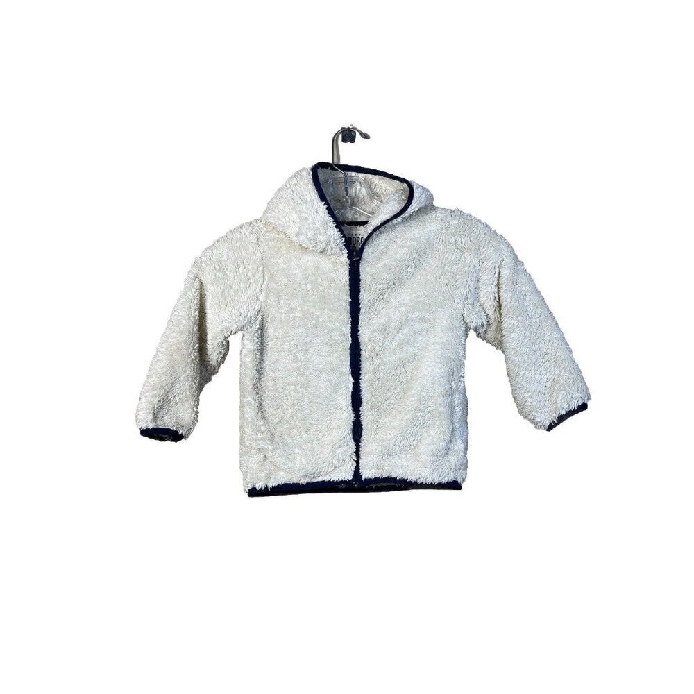 Gymboree Mountain Trail Jacket 2T Sherpa Fleece Hooded Zipper White Blue Trim